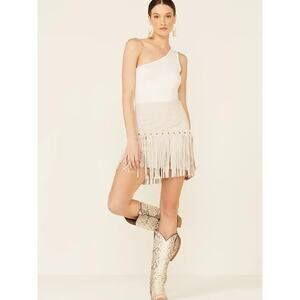 Fornia XL Women's Studded Fringe Faux Suede Skirt Western Country Mini